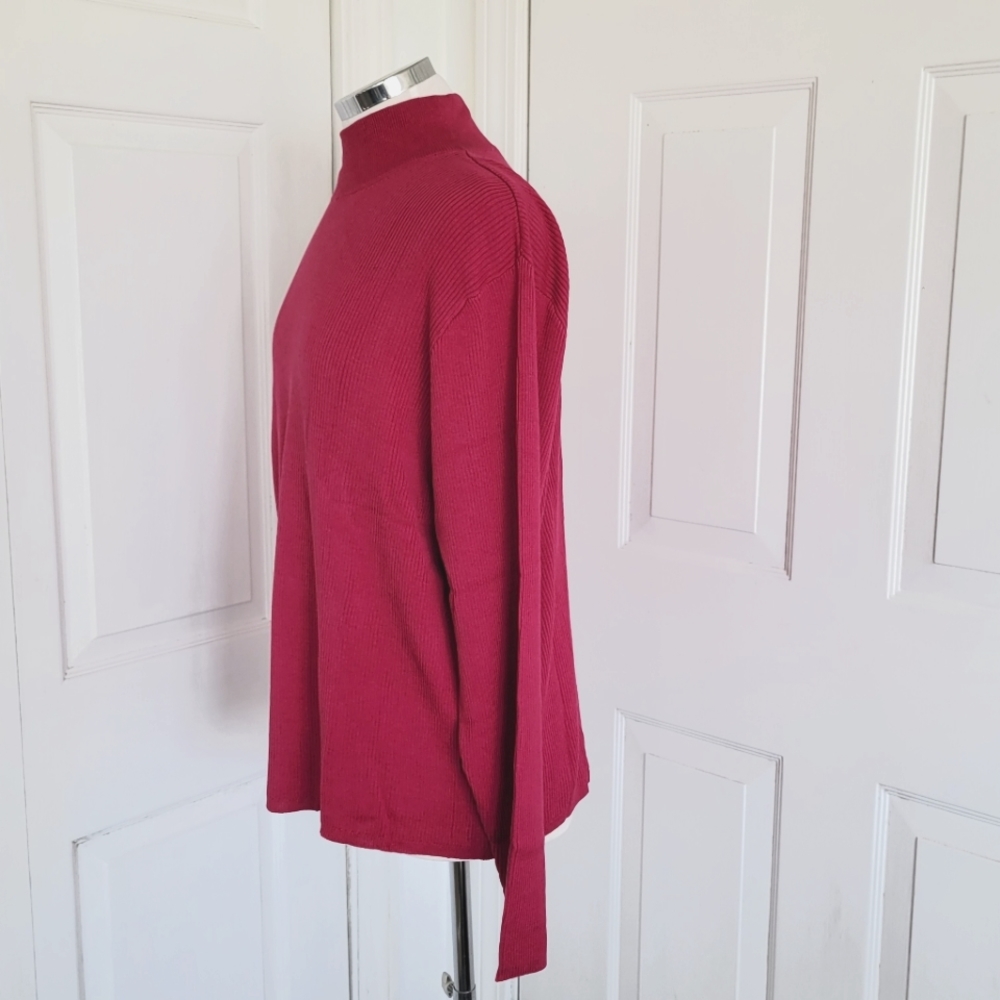 Coldwater Creek Raspberry Rib Knit Mock T Neck 3X NWT - Picture 6 of 9